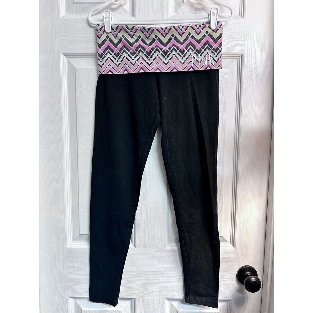 VICTORIA SECRET PINK Y2K LOT OF 2 LEGGINGS FOLDOVER YOGA BLACK Sz S SKINNY LEG - Picture 5 of 9